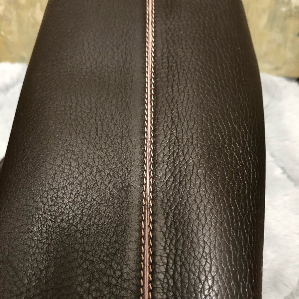 🌟RARE🌟COLE HAAN Vintage leather handbag, brown with pale pink striping - Picture 14 of 15